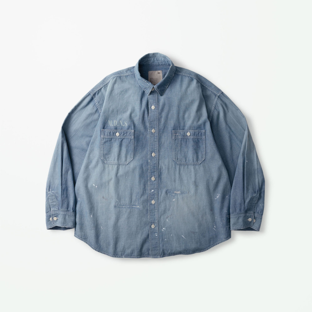 トップス blackbird chambray shirt hand painted 84447_Wythe_New_York_Washed_Ch